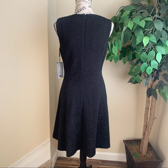 Karl Lagerfeld Pearl Button Textured A-Line Dress Black Sz 6 - Picture 9 of 16